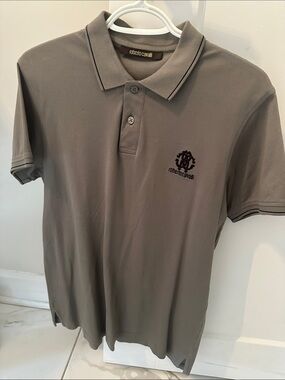 Roberto Cavalli Men’s Olive Green Logo Polo